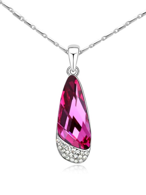 hot pink Simple Water Drop austrian Crystals Alloy Necklace