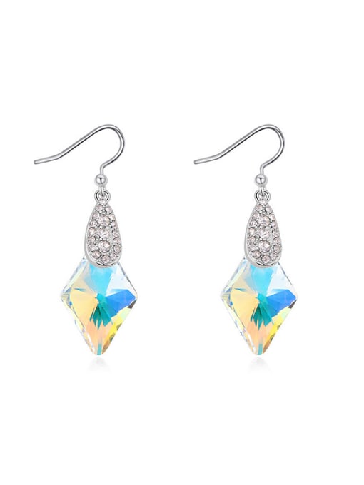 multi-color Simple Rhombus Cubic austrian Crystals Alloy Earrings