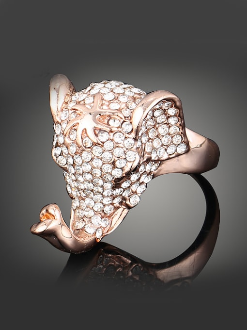 Wei Jia Personalized Exaggerated White Rhinestones-covered Elephant Alloy Ring