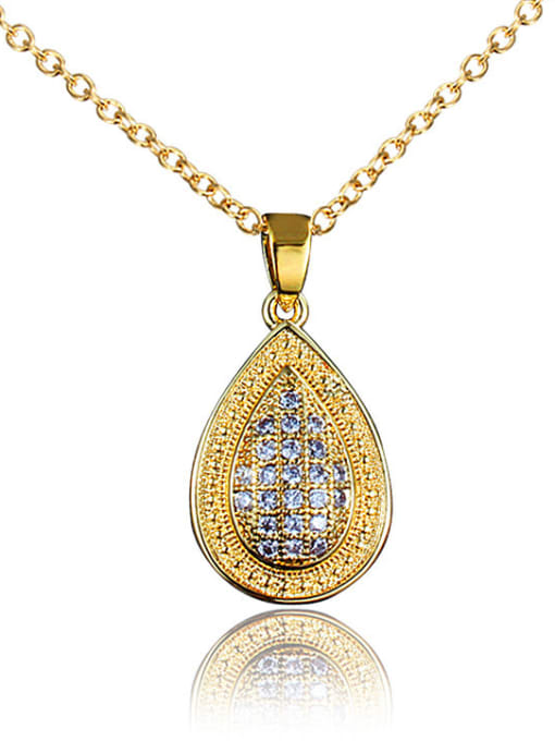 Gold Exquisite 18K Gold Plated Water Drop Shaped Zircon Necklace