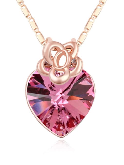 pink Fashion Heart austrian Crystal Little Flower Alloy Necklace