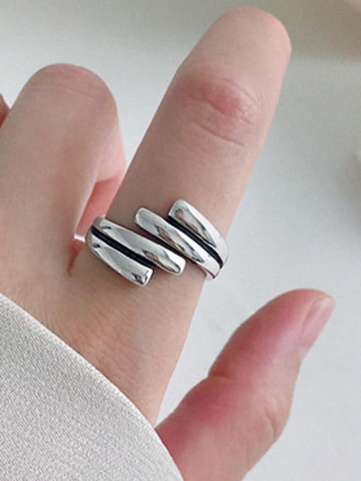 DAKA 925 Sterling Silver With Retro Silver  Simplistic Multiple layers of wrong edges Free size Rings 4