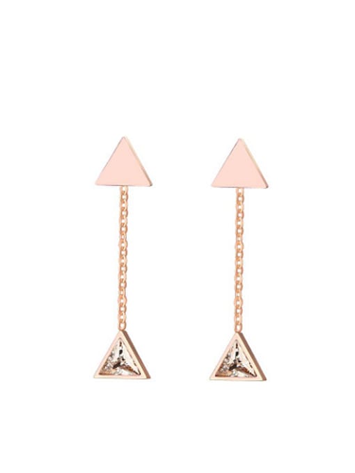 CONG Temperament Triangle Shaped Zircon Titanium Drop Earrings 0