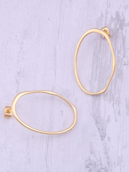 GROSE Titanium With Gold Plated Simplistic Hollow  Geometric Round Hoop Earrings 1