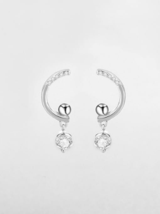 Peng Yuan Fashion Moon shaped Zircon Earrings