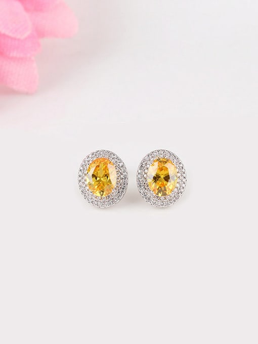 Yellow Europe and the United States Dove Egg Shaped Zircon Gorgeous And Fashion stud Earring