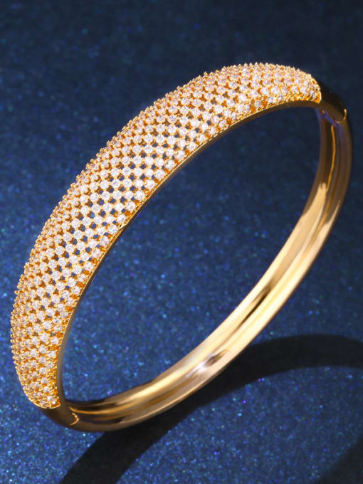 Golden Copper With Cubic Zirconia Classic Geometric Bangles