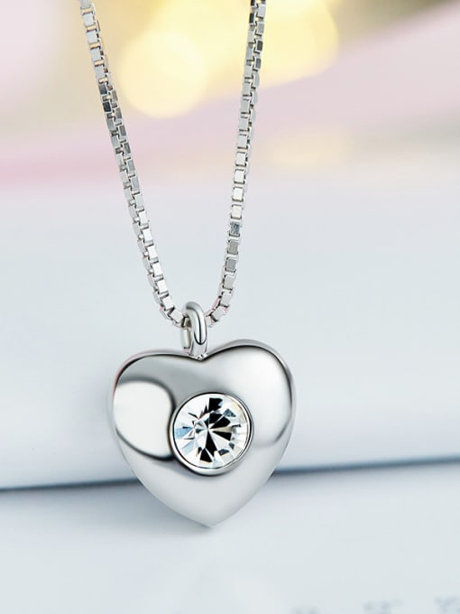 White 2018 S925 Silver Heart-shaped Necklace