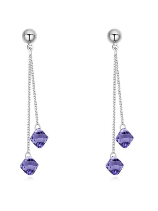 purple Simple Clear austrian Crystal Alloy Drop Earrings