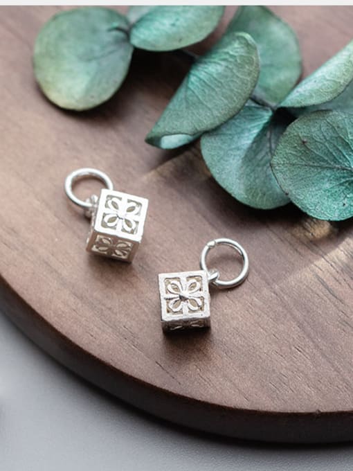 FAN 925 Sterling Silver With Silver Plated Classic Square Charms 3