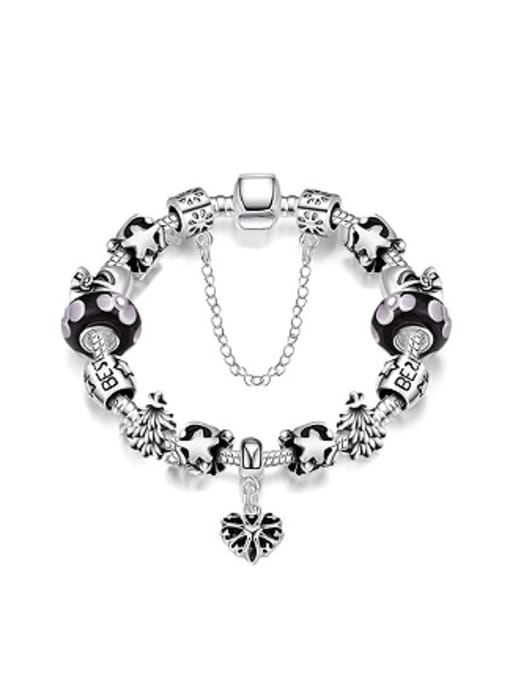 Black Retro Decorations Oblate Glass Beads Bracelet
