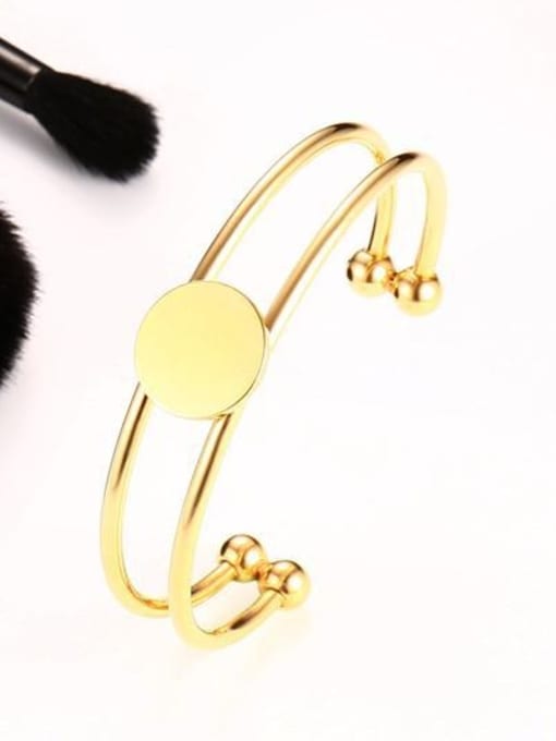 CONG Fashion Open Design Gold Plated Round Shaped Titanium Bangle 2