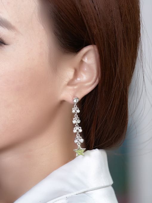 CEIDAI Fashion Cubic Crystals Little Star Copper Drop Earrings 1