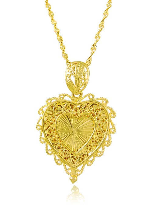 Yi Heng Da High Quality Heart Shaped 24K Gold Plated Necklace 0