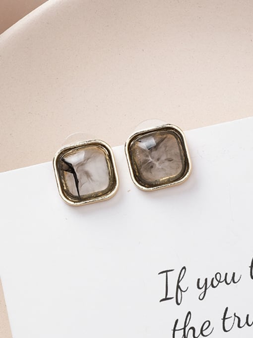 B gray Alloy With Gold Plated Simplistic Geometric Stud Earrings