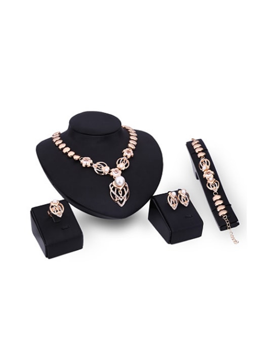 BESTIE Alloy Imitation-gold Plated Fashion Artificial Pearl Four Pieces Jewelry Set 0