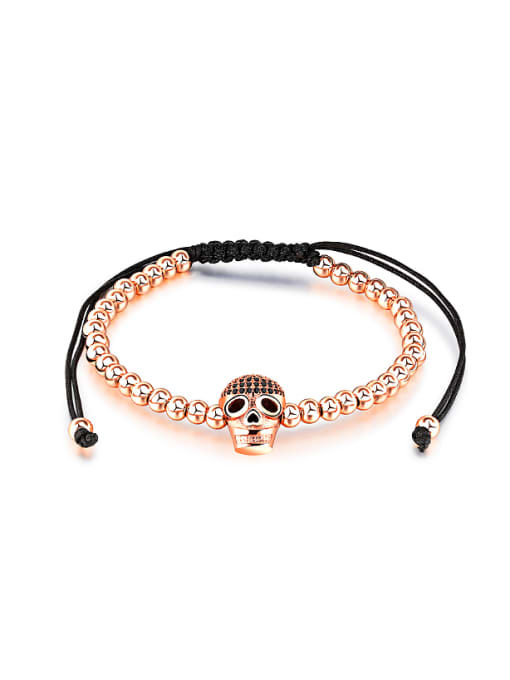 Rose Gold Punk style Little Skull Beads Adjustable Bracelet