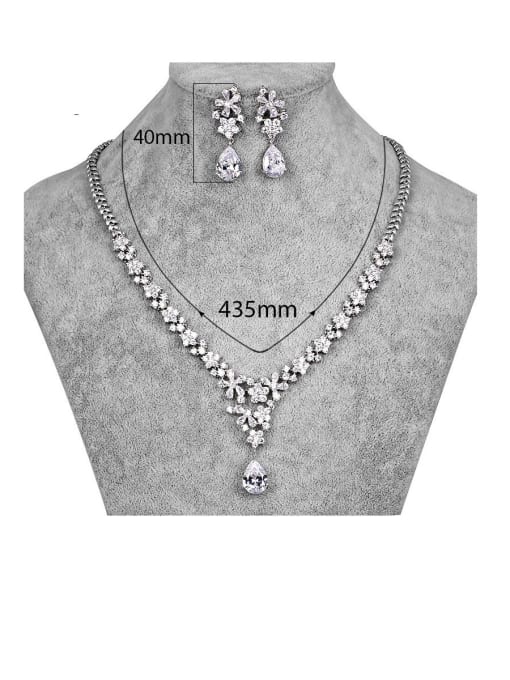 Mo Hai Copper With Platinum Plated Delicate Flower 2 Piece Jewelry Set 3