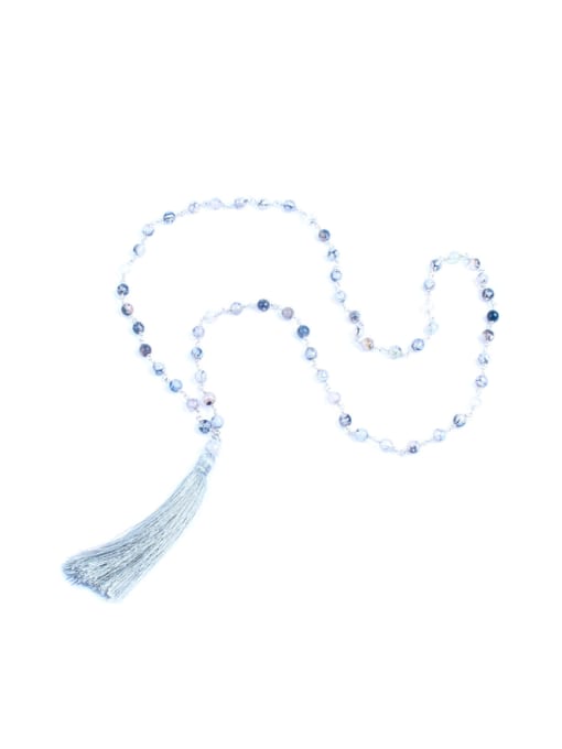 HN1790-J Color Agate Beads Tassel Long Necklace