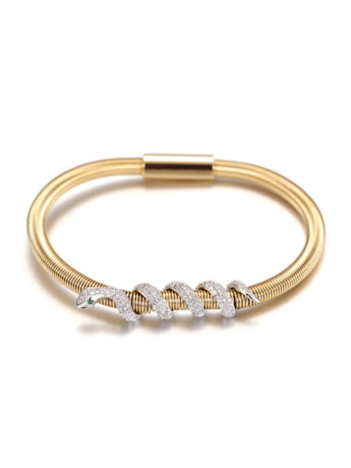 Gold Platinum Fashion Personality Snake Shaped Titanium Steel Bracelet