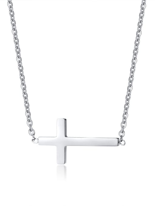 Steel color cross Stainless Steel With Classic cross Necklaces