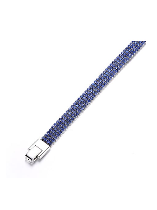 Blue Copper Alloy White Gold Plated Fashion Zircon Bracelet