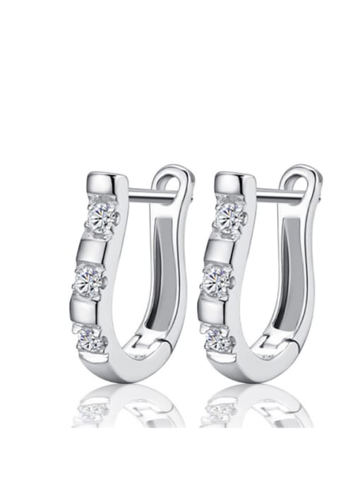 Platinum Plating Fashionable U Shaped Zircons Chip Earrings