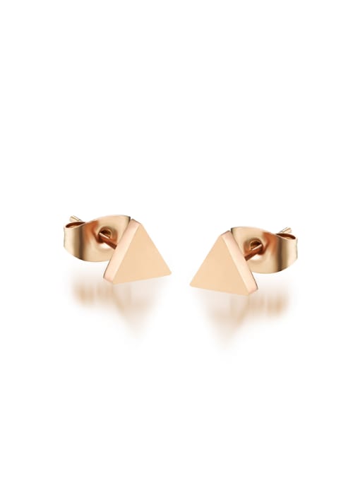 Open Sky Tiny Triangle Rose Gold Plated Titanium Stud Earrings 0