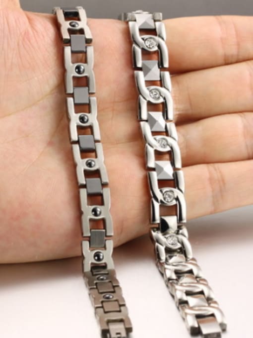 Open Sky Fashion Rhinestones Magnets Titanium Lovers Bracelet 2