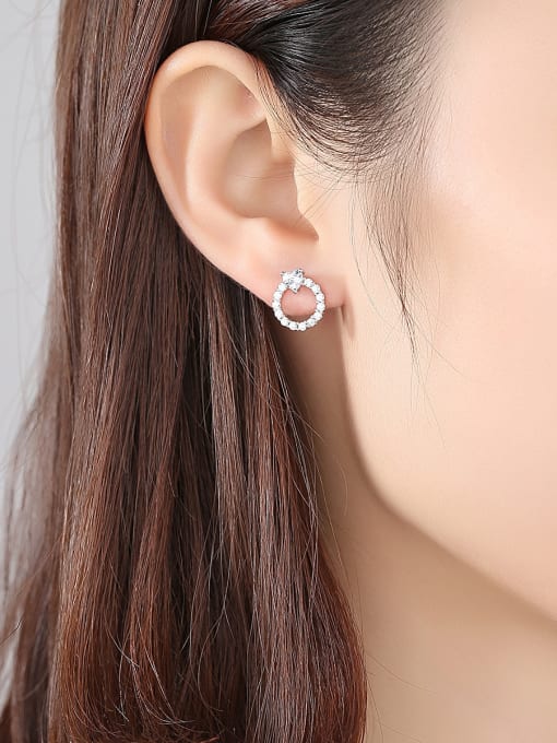 BLING SU Copper inlay AAA zircon simple love ring earrings 1