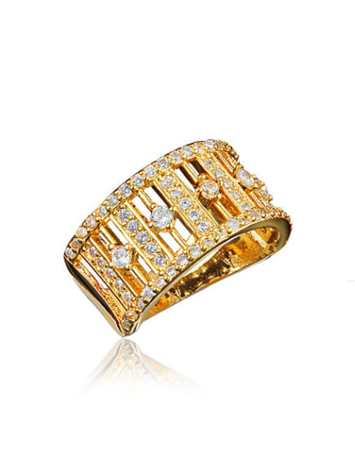 SANTIAGO Unisex 18K Gold Plated Geometric Shaped Zircon Ring