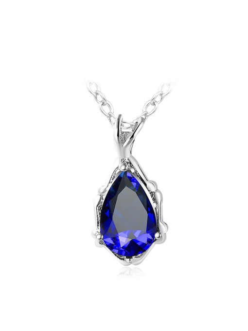 Ronaldo Elegant Water Drop shaped Blue Glass Bead Necklace 0