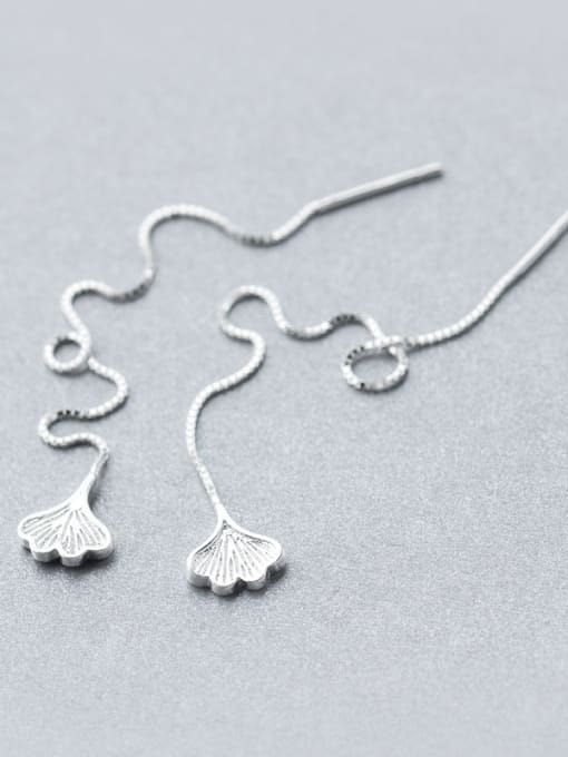 white Women All-match Leaf Shaped S925 Silver Line Earrings