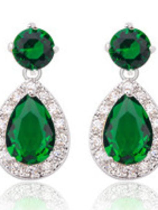Emerald Copper inlay zircon drop shape earrings multicolor optional