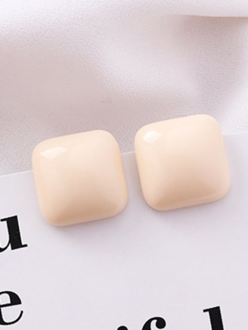C Beige Alloy With Platinum Plated Simplistic Square Stud Earrings