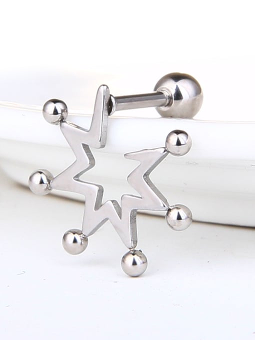 Steel color Stainless Steel With Black Gun Plated Classic Star Stud Earrings