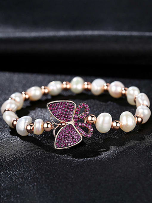 Rose gold Copper With Gold Plated Fashion Butterfly Anniversary Bracelets