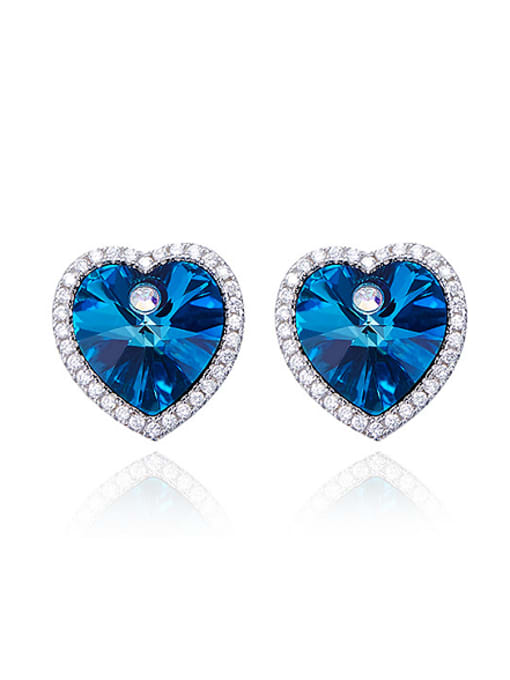 CEIDAI Blue Crystal Heart-shaped stud Earring 0