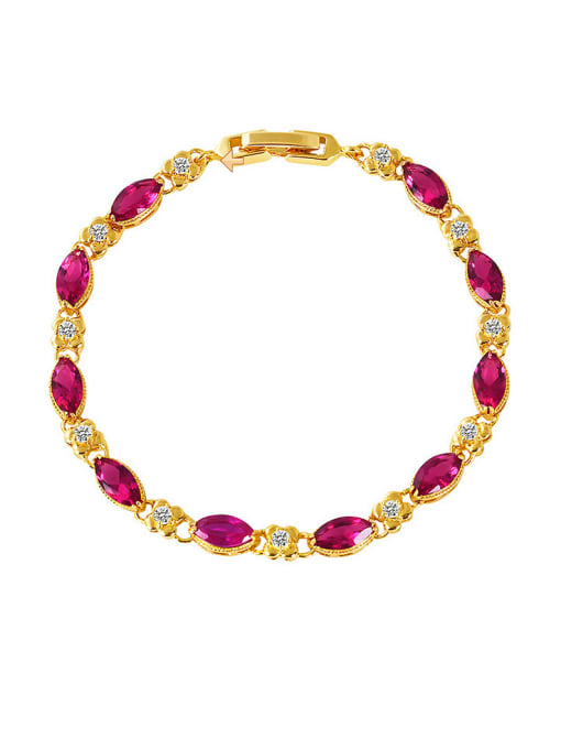 Red Copper Alloy 18K Gold Plated Fashion Gemstone Bracelet