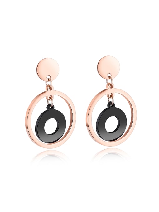 Open Sky Simple Hollow Rounds Rose Gold Plated Stud Earrings