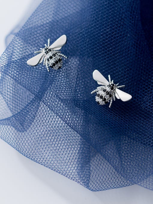 Rosh 999 Fine Silver With Platinum Plated Cute Insect  BeeStud Earrings 1