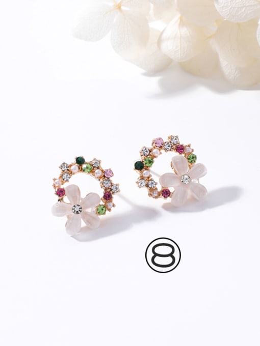 8#K5301 Alloy With Rose Gold Plated Simplistic Flower Stud Earrings