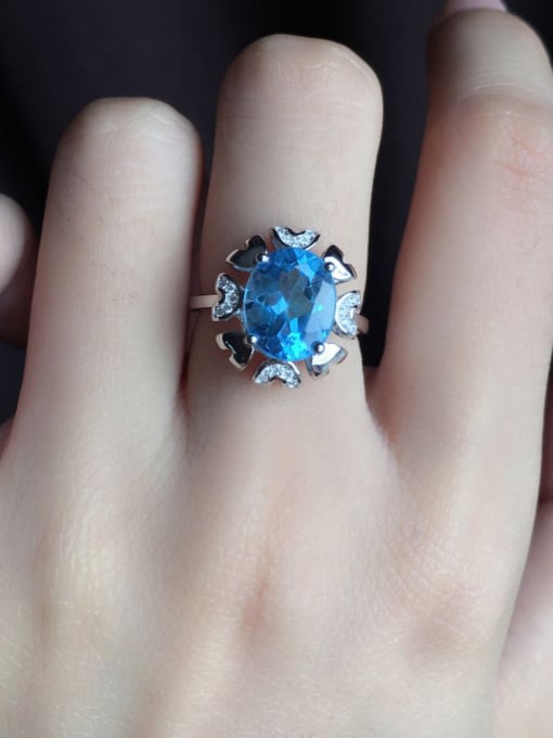 Deli Fashion Sapphire Gemstones Flowery Ring 0