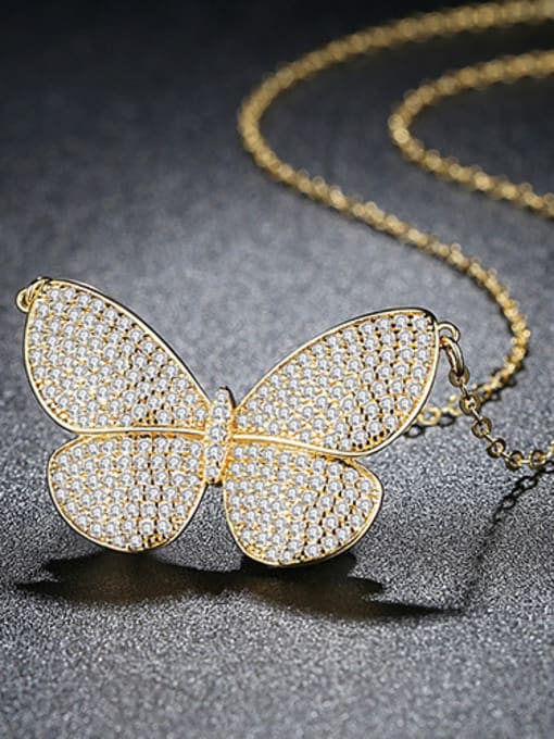 Champagne gold Copper With White Gold Plated Fashion Butterfly Necklaces