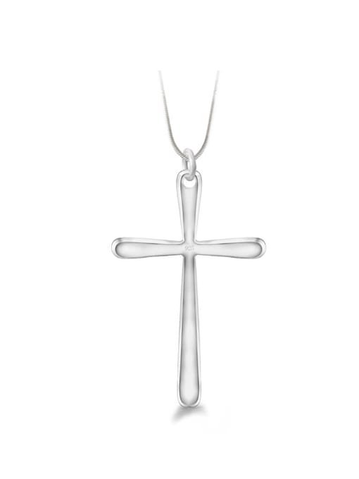 Ya Heng Simple Smooth Cross Pendant Copper Necklace 0
