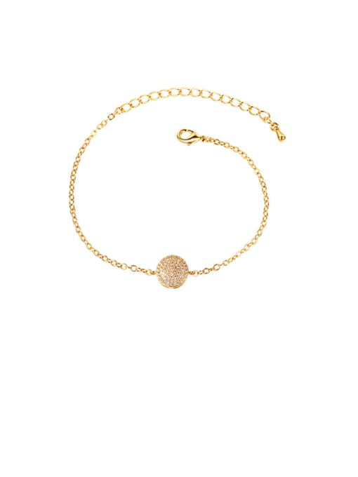 Champagne gold Copper With Cubic Zirconia Simplistic Round  Adjustable  Bracelets