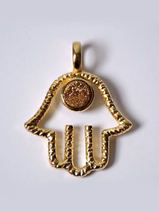 Gold Personalized Hollow Palm Natural Crystal Pendant