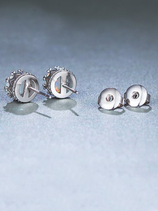 White S925 Silver Round stud Earring
