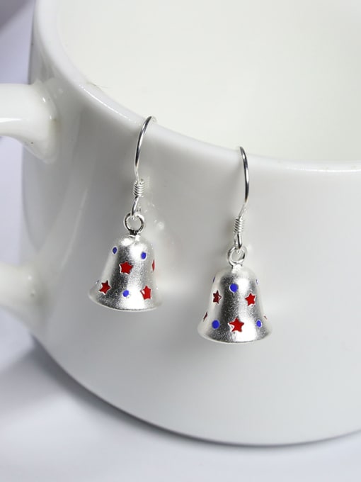 Peng Yuan Personalized Cute Tiny Red Star Bell 925 Silver Earrings 3