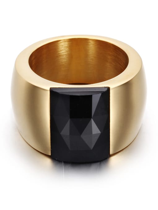 Black 9 yards Titanium With 18k Gold Plated Fashion Square Party Multistone Rings